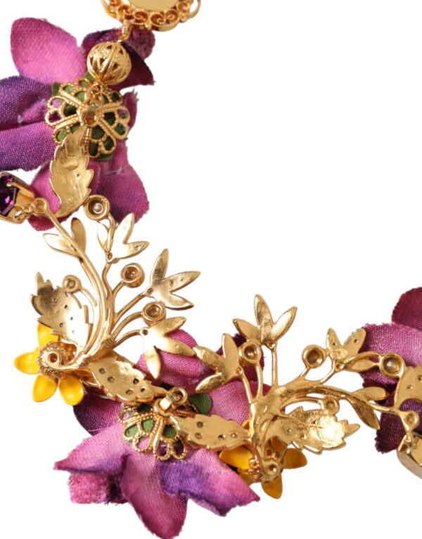 Dolce & Gabbana Gold Brass Mix Fiori Flowers Crystal Chain Necklace – Image 6