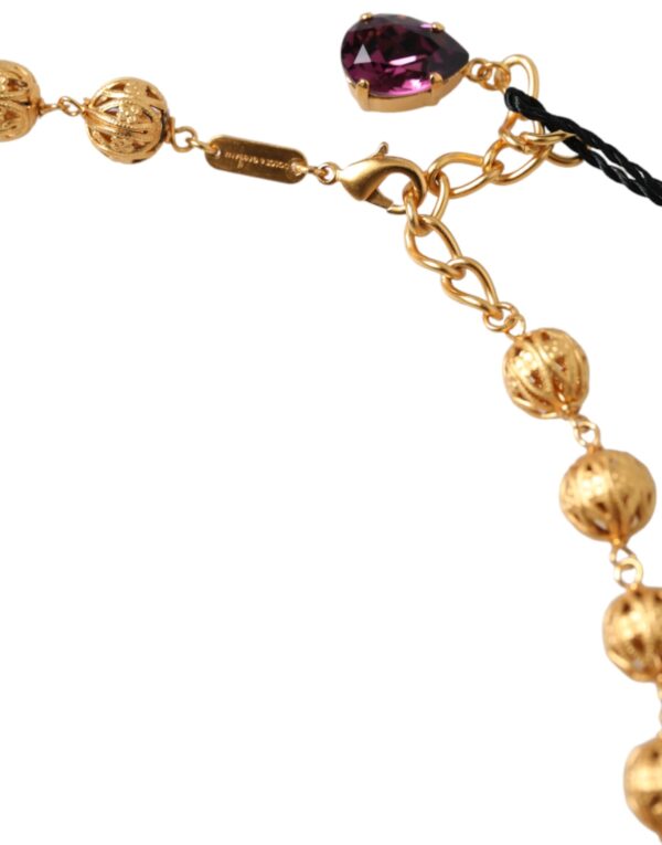 Dolce & Gabbana Gold Brass Mix Fiori Flowers Crystal Chain Necklace – Image 5