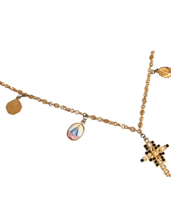 Dolce & Gabbana Gold Tone Brass Chain Religious Cross Pendant Necklace – Image 6