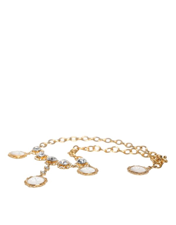 Dolce & Gabbana Gold Chain Brass Crystal Clock Statement Necklace – Image 4