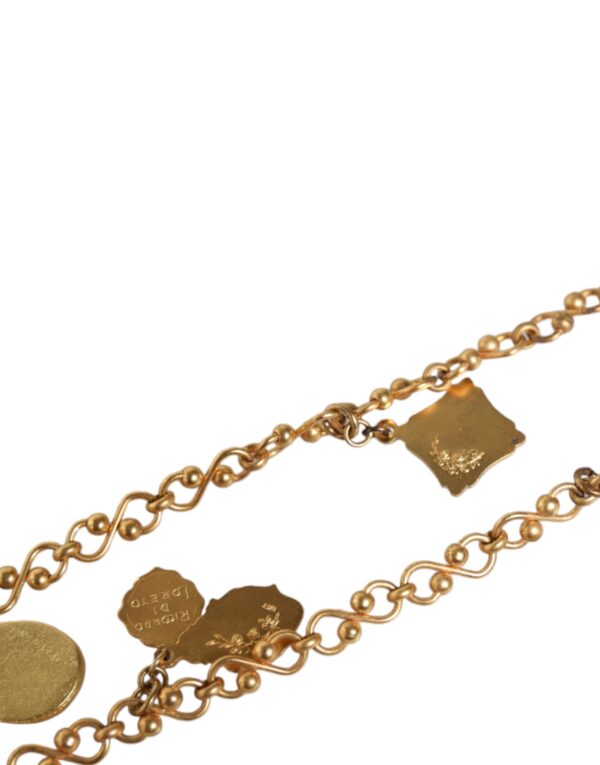 Dolce & Gabbana Gold Tone Brass Chain Religious Cross Pendant Necklace – Image 7