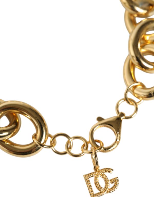 Dolce & Gabbana Gold Tone Brass Maxi Chain Lobster Clasp Logo Bracelet – Image 3