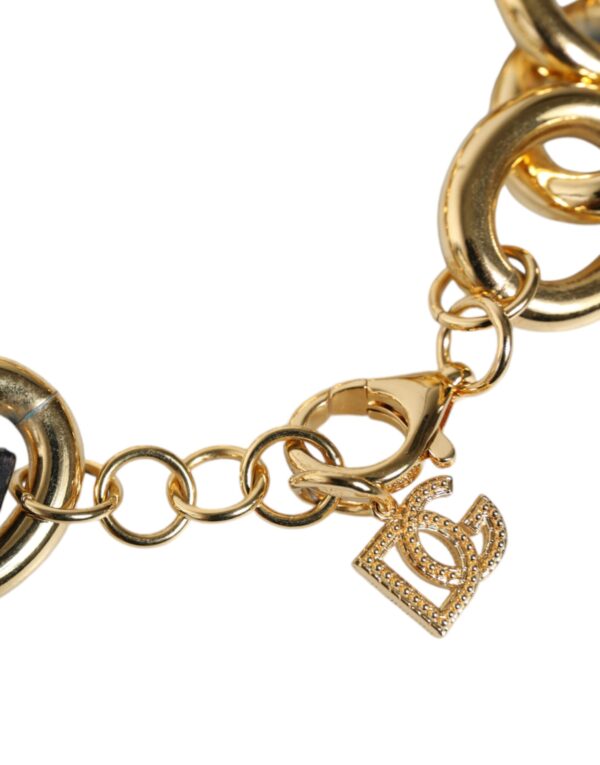 Dolce & Gabbana Gold Tone Brass Maxi Chain Lobster Clasp Logo Bracelet – Image 5