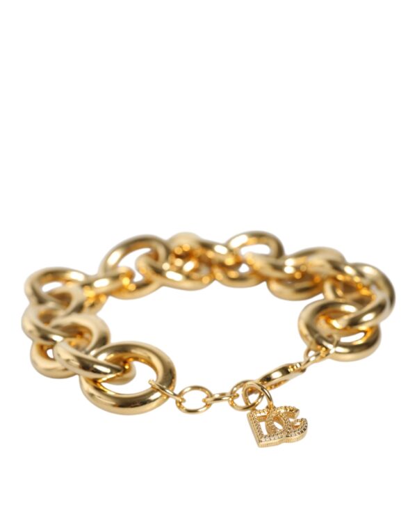 Dolce & Gabbana Gold Tone Brass Maxi Chain Lobster Clasp Logo Bracelet – Image 7