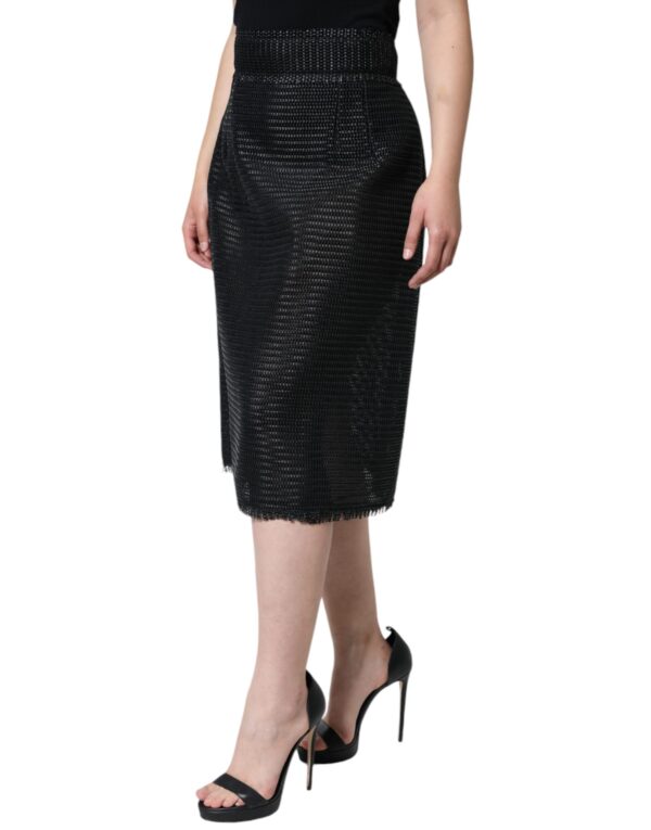 Dolce & Gabbana Black Viscose High Waist Pencil Cut Skirt – Image 3