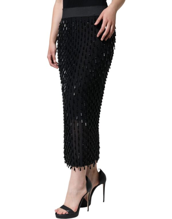 Dolce & Gabbana Black Embellished Pencil Cut Midi Skirt – Image 3