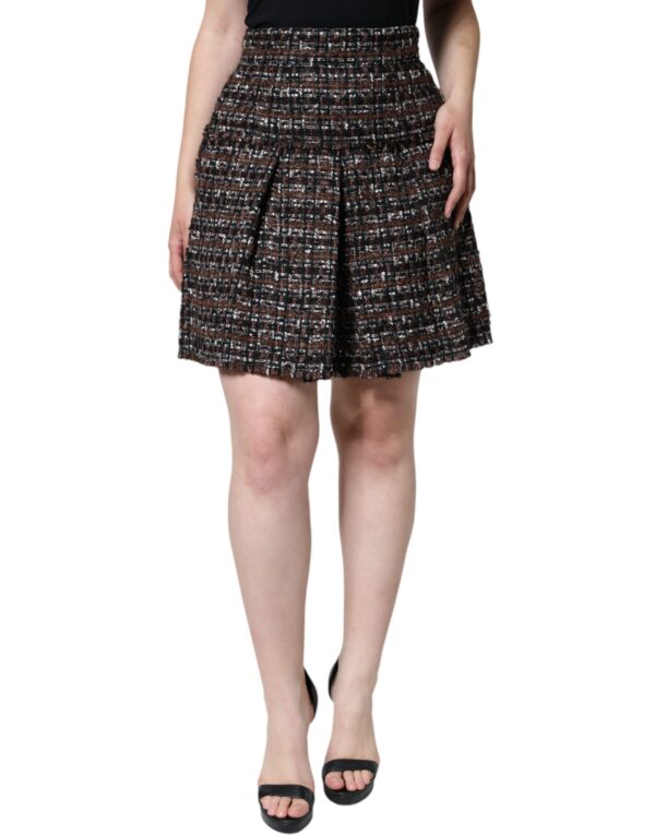 Dolce & Gabbana Multicolor High Waist Tartan Tweed A-line Mini Skirt – Image 2