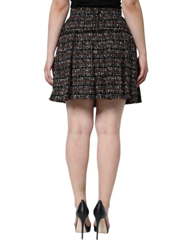 Dolce & Gabbana Multicolor High Waist Tartan Tweed A-line Mini Skirt – Image 4