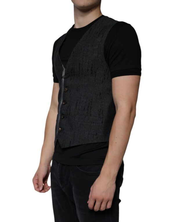 Dolce & Gabbana Black Wool Sleeveless Dress Waistcoat Vest – Image 3