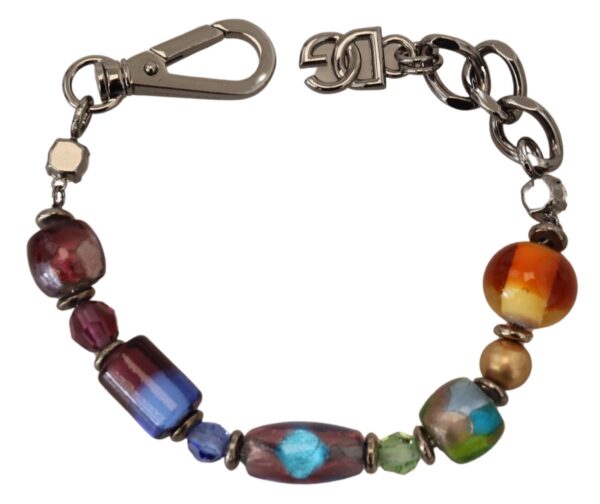 Dolce & Gabbana Multicolor Beaded Silver Chain Bracelet – Image 2