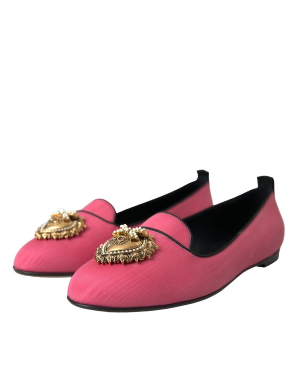 Dolce & Gabbana Pink Velvet Slip On Loafers Flats Shoes – Image 3