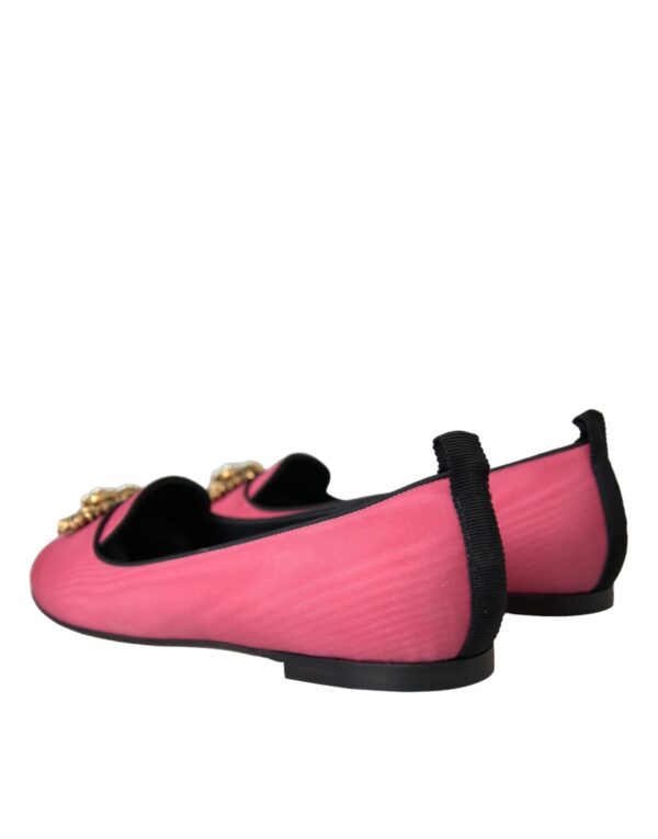 Dolce & Gabbana Pink Velvet Slip On Loafers Flats Shoes – Image 4