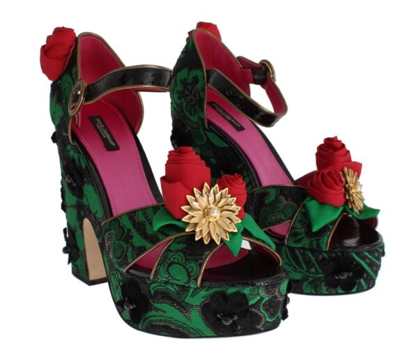 Dolce & Gabbana Enchanted Sicily Crystal Brocade Wedges – Image 2