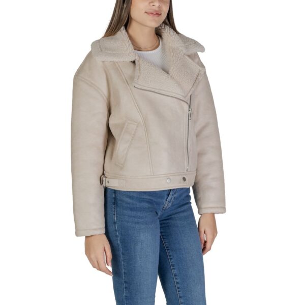 Vila Clothes Beige Synthetic Leather Jackets & Coat – Image 3