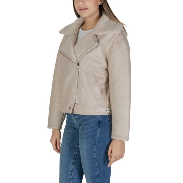 Vila Clothes Beige Synthetic Leather Jackets & Coat – Image 4