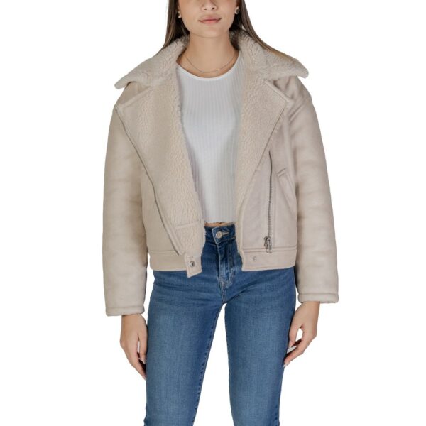 Vila Clothes Beige Synthetic Leather Jackets & Coat – Image 5