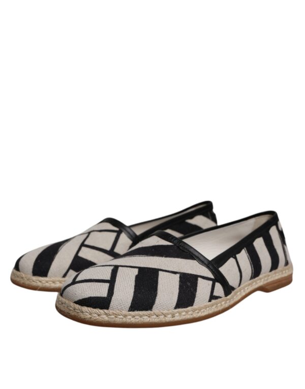 Dolce & Gabbana Black White Stripes Slip On Espadrille Shoes – Image 3