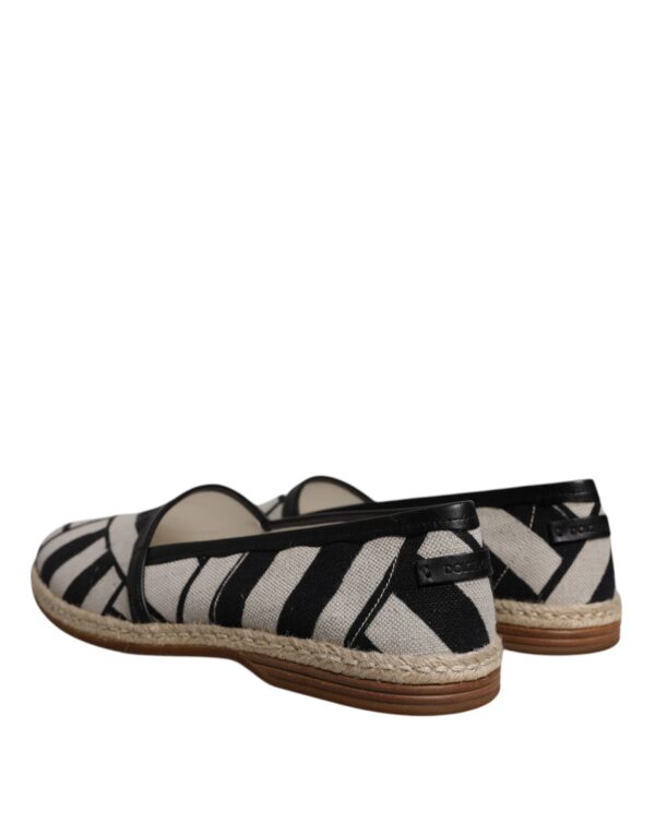 Dolce & Gabbana Black White Stripes Slip On Espadrille Shoes – Image 4