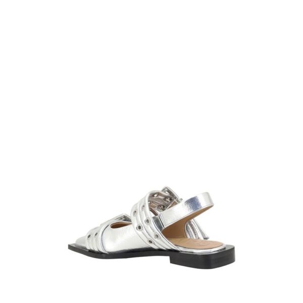 Ganni Buckle Metallic Ballerinas – Image 3