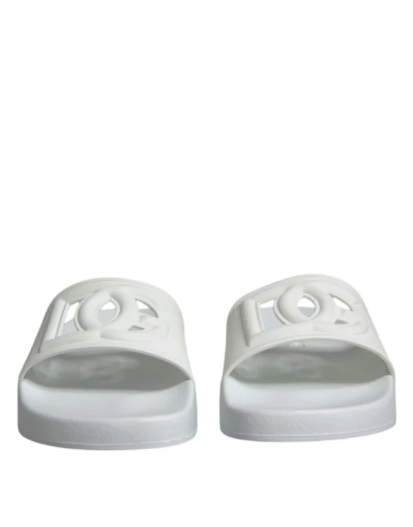 Dolce & Gabbana White Rubber Slides Sandals Beachwear Shoes – Image 2