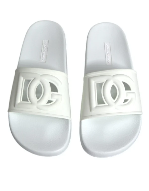 Dolce & Gabbana White Rubber Slides Sandals Beachwear Shoes – Image 3