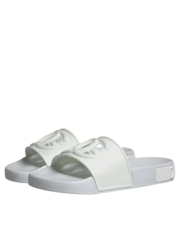 Dolce & Gabbana White Rubber Slides Sandals Beachwear Shoes – Image 4