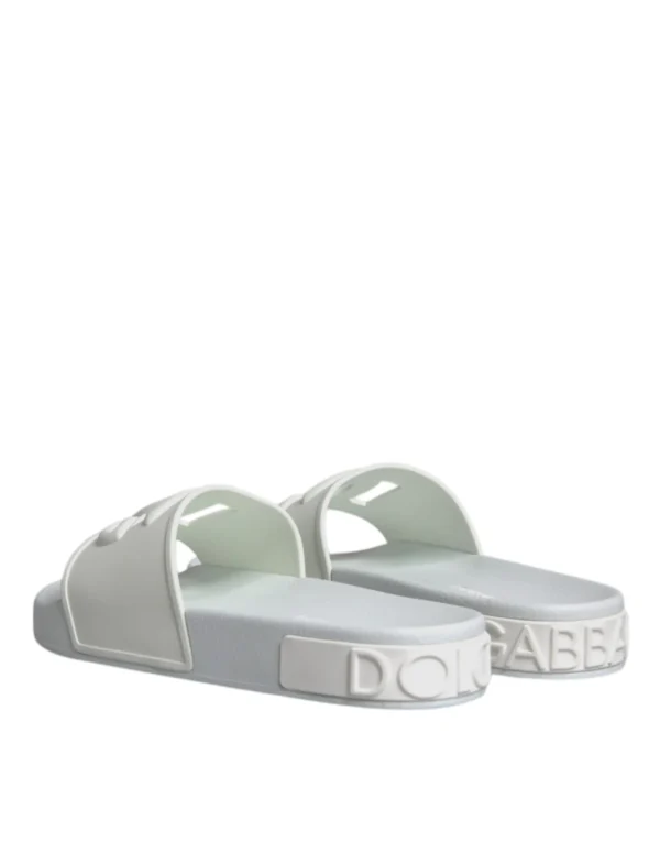 Dolce & Gabbana White Rubber Slides Sandals Beachwear Shoes – Image 5