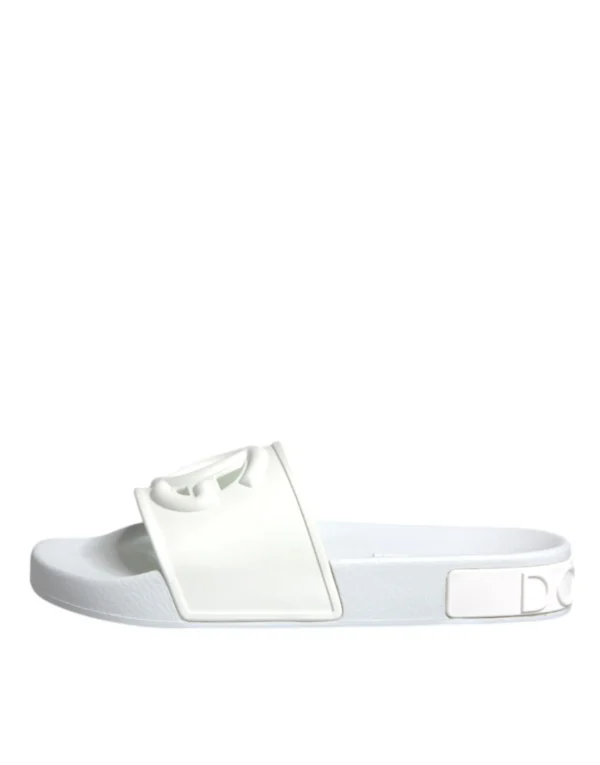 Dolce & Gabbana White Rubber Slides Sandals Beachwear Shoes – Image 6