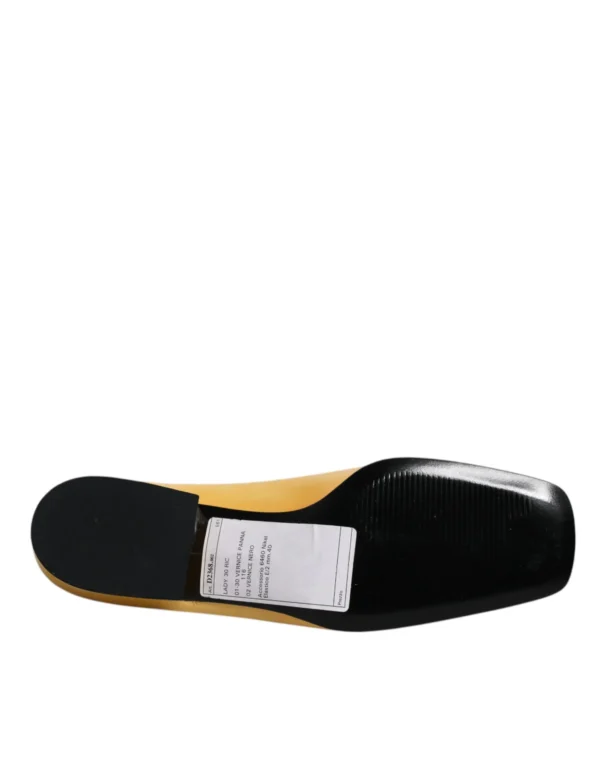 Dolce & Gabbana Yellow Leather Logo Plaque Slip On Mocassin Shoes – Image 8